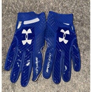 Under Armour Gloves Receiver Batting Teen Medium Blue Silver Stripe